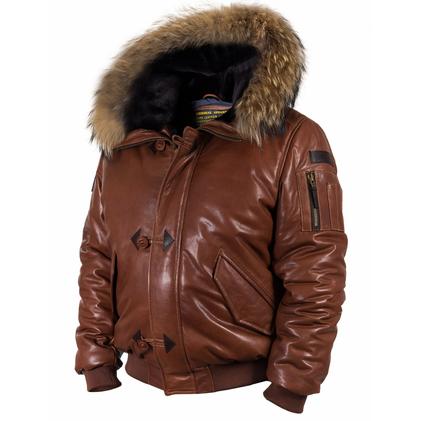 Пуховик кожаный Alaska Togo cognac (Art. 513)